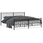 vidaXL Cadre de lit métal sans matelas avec pied de lit noir 193x203cm