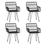 vidaXL Ensemble à manger de jardin 5 Pièces Noir Résine tressée