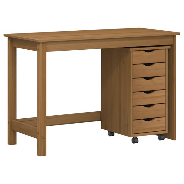 vidaXL Ensemble bureau et cabinet roulant MOSS 2 Pièces Brun Miel