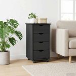 vidaXL Cabinet roulant 34 x 39 x 65 5 cm Bois de Pin Massif Gris