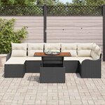 vidaXL Ensemble de canapé de jardin avec coussin 8 Pièces Noir et crème