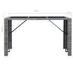 vidaXL Meuble de bar de jardin 7 Pièces et coussins Résine tressée Gris