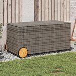 vidaXL Boîte de rangement de jardin et roues gris 190L résine tressée