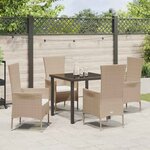 vidaXL Ensemble de salle à manger pour jardin 5 Pièces Beige polyrotin