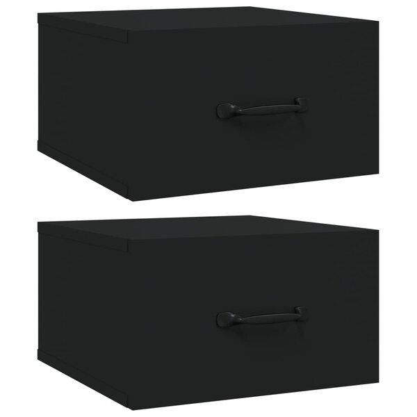 vidaXL Tables de chevet murales 2 Pièces Noir 35x35x20 cm