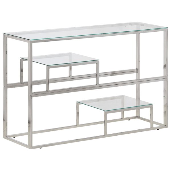 vidaXL Table console argenté acier inoxydable et verre trempé
