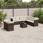 vidaXL Salon de jardin 10 Pièces avec coussins marron résine tressée