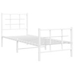 vidaXL Cadre de lit métal sans matelas avec pied de lit blanc 75x190cm