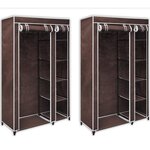 vidaXL Garde-robe en tissu 2 Pièces Marron