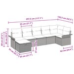 vidaXL Set de Canapés de Jardin 7 pièces avec Coussins Gris Clair Rotin Poly