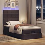 vidaXL Lit ottoman avec matelas et LED marron foncé 90x200 cm tissu