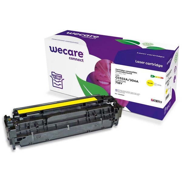 Cartouche toner remanufacturée, compatible pour HP 304A, pack unitaire, CC532A, jaune