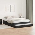 vidaXL Cadre de lit avec rangement Chêne noir 140 cm Bois d'ingénierie