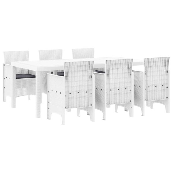 vidaXL Ensemble de salle à manger pour jardin 7 Pièces Blanc