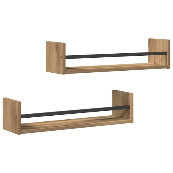 vidaXL Étagère Murale 2 Pièces chêne artisanal 60 x 16 x 14 cm