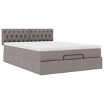 vidaXL Lit ottoman avec matelas et LED taupe 140x190 cm tissu
