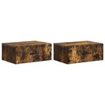 vidaXL Cabinet de chevet mural 2 Pièces Chêne fumé 49 x 34 5 x 20 cm
