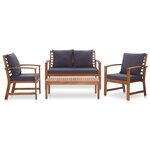 Salon de jardin meuble d'extérieur ensemble de mobilier 4 pièces avec coussins bois d'acacia solide 02_0016094