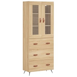 vidaXL Buffet haut Chêne sonoma 69 5x34x180 cm Bois d'ingénierie