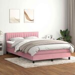 vidaXL Sommier à lattes de lit avec matelas rose 160x220 cm velours