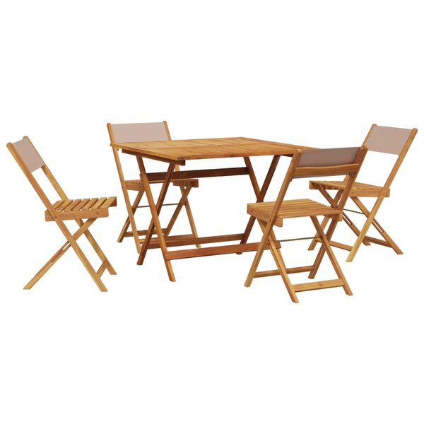 vidaXL Ensemble à manger de jardin 5 Pièces taupe tissu et bois massif