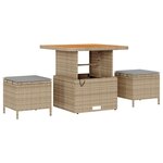 Ensemble de canapés 11 pièces de jardin avec coussins beige poly rattan acacia