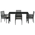 Ensemble de salle à manger de jardin 5 pièces vidaXL avec coussins en poly rattan noir