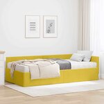 vidaXL Cadre de lit d'angle avec matelas Autre 2 Pièces Jaune Velours