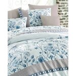 Parure de lit - housse de couette 220 x 240 + 2 taies d'oreiller 60 x 60 coton renforcé - Bleu