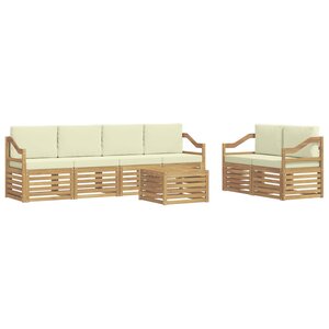 vidaXL Ensemble de canapés d'extérieur 7 pc Blanc et crème Polyester