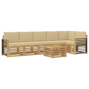 vidaXL Ensemble de canapés d'extérieur 7 Pièces Blanc et Beige