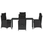 vidaXL Ensemble de salle à manger de jardin 5 pièces avec coussins Noir Rotin Poli