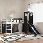 vidaXL Lit superposé sans matelas avec toboggan blanc noir 80x200 cm