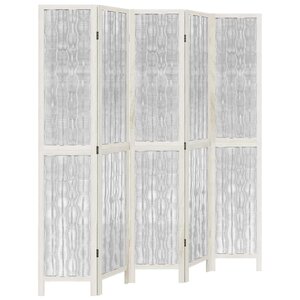 vidaXL Cloison de séparation 5 panneaux blanc bois de paulownia massif