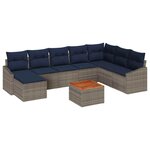 vidaXL Ensemble de canapé de jardin 9 Pièces Gris et bleu marine