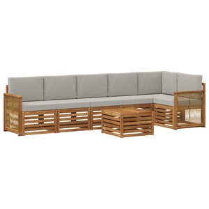 vidaXL Ensemble de canapés d'extérieur 6 pc Naturel et gris clair