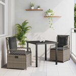 vidaXL Ensemble de salle à manger pour jardin 3 Pièces Gris polyrotin