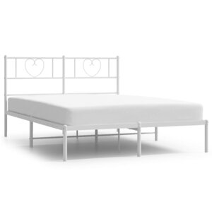 vidaXL Cadre de lit métal sans matelas et tête de lit blanc 140x190 cm