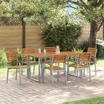 vidaXL Ensemble de salle à manger pour jardin 7 Pièces Gris et marron