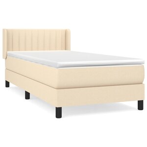 vidaXL Sommier à lattes de lit avec matelas Crème 90x200 cm Tissu