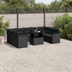 vidaXL Salon de jardin 10 Pièces avec coussins noir résine tressée