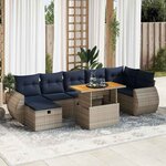 vidaXL Salon de jardin avec coussins 8 Pièces gris résine tressée acacia