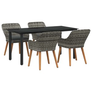vidaXL Ensemble de salle à manger pour jardin 5 Pièces Gris polyrotin