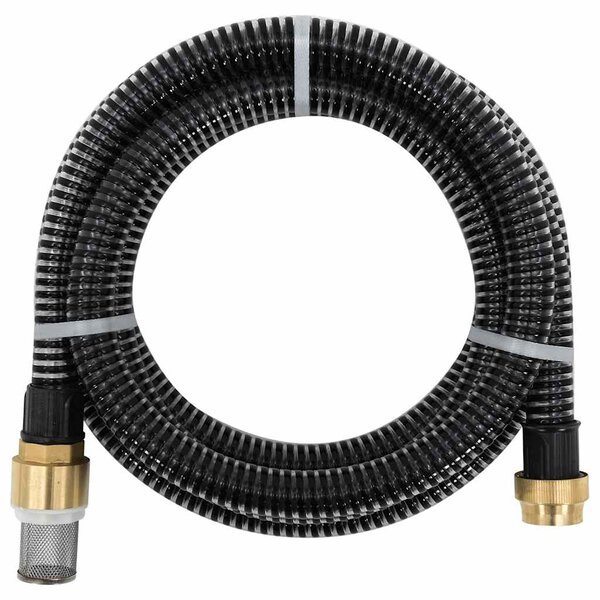 vidaXL Tuyau d'aspiration avec raccords en laiton noir 1 1" 4 m PVC