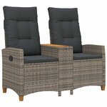 vidaXL Banc inclinable avec table 2 -Seater 126 x 65 x 112 cm