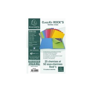Kit de classement class'kit ROCK'S 25 chemise 210 + 50 sous-chemises 80g Assorties x 10 EXACOMPTA