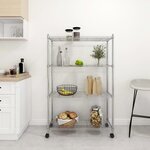 vidaXL Étagère de rangement 4 niveaux et roues 90x35x142 cm chrome