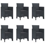 vidaXL Ensemble de salle à manger de jardin 7 pièces avec coussins Anthracite Poly Rattan
