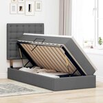 vidaXL Lit avec rangement et matelas Gris foncé 90 x 190 cm Polyester