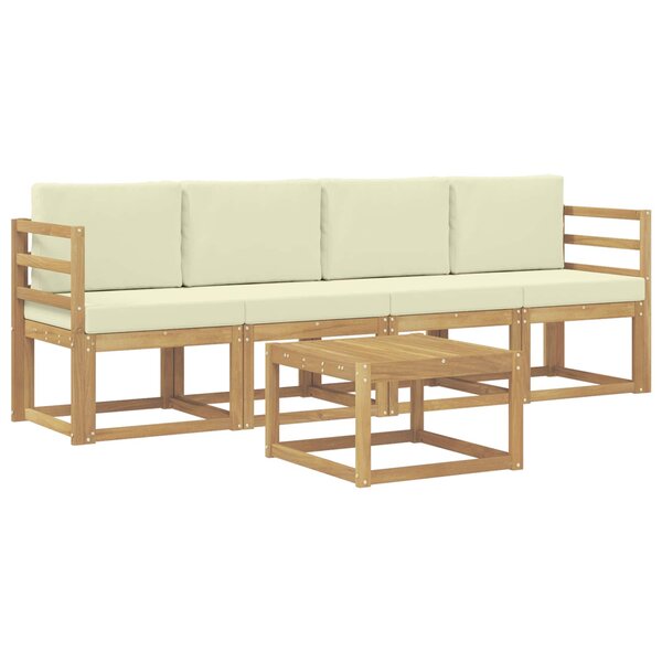 vidaXL Ensemble de canapés d'extérieur 5 pc Blanc et crème